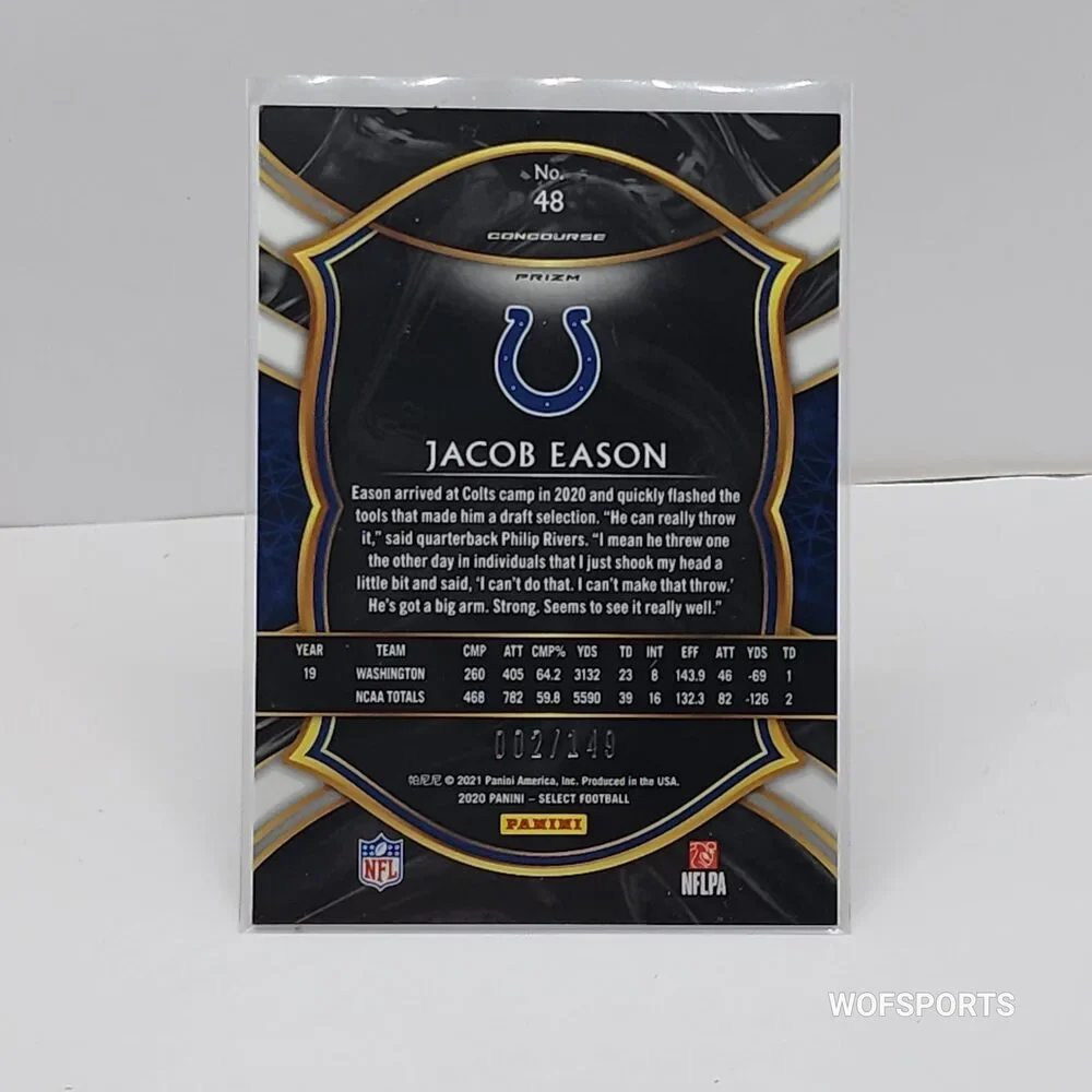 2020 Panini Select Red Prizm Jacob Eason RC id#/149 #48 Colts